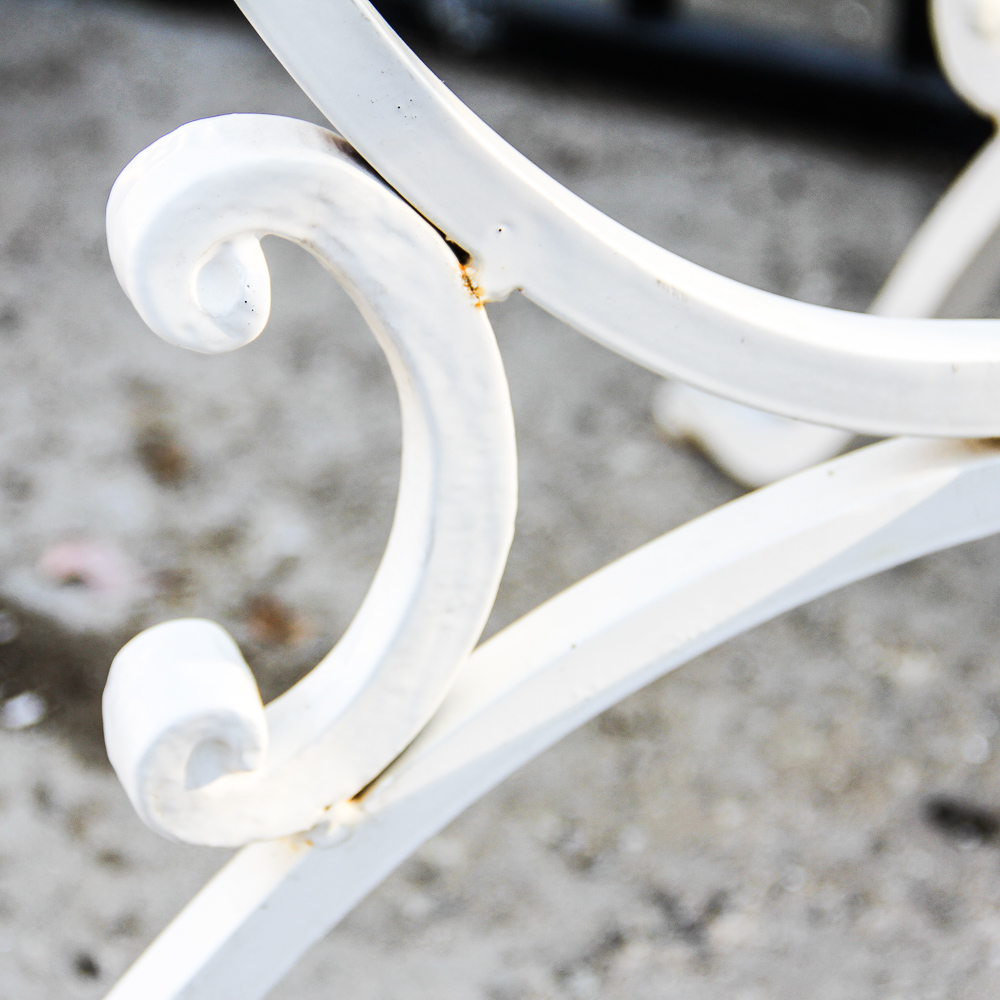 White Metal Patio Table