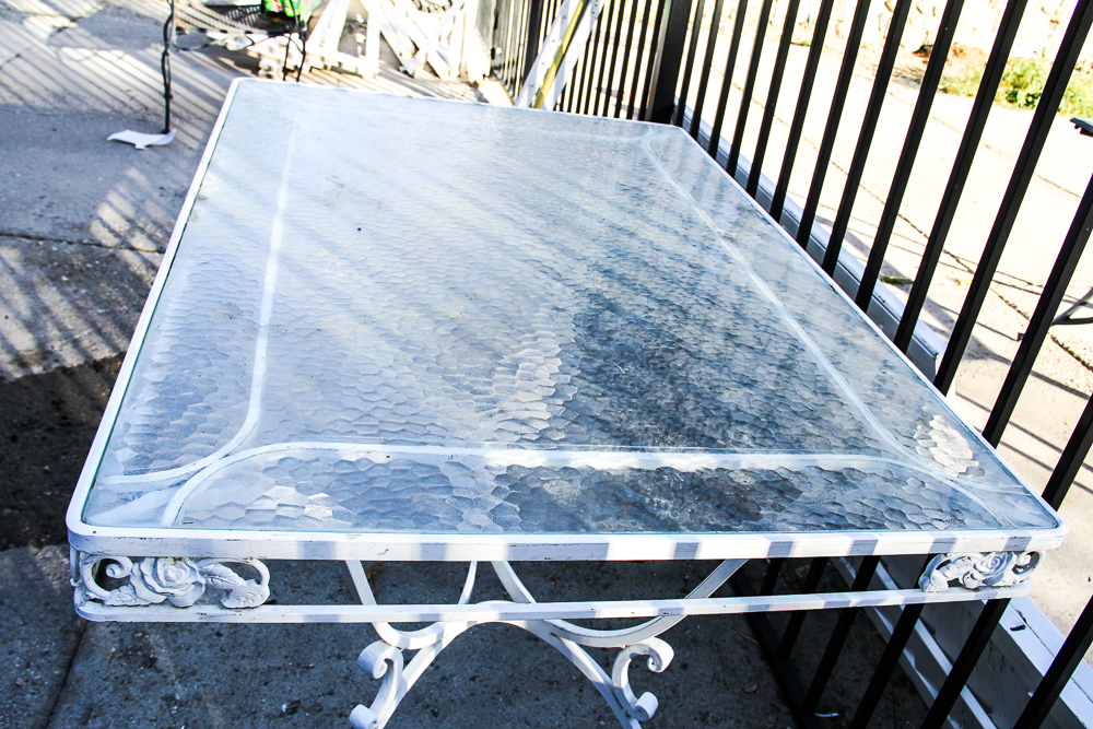 White Metal Patio Table