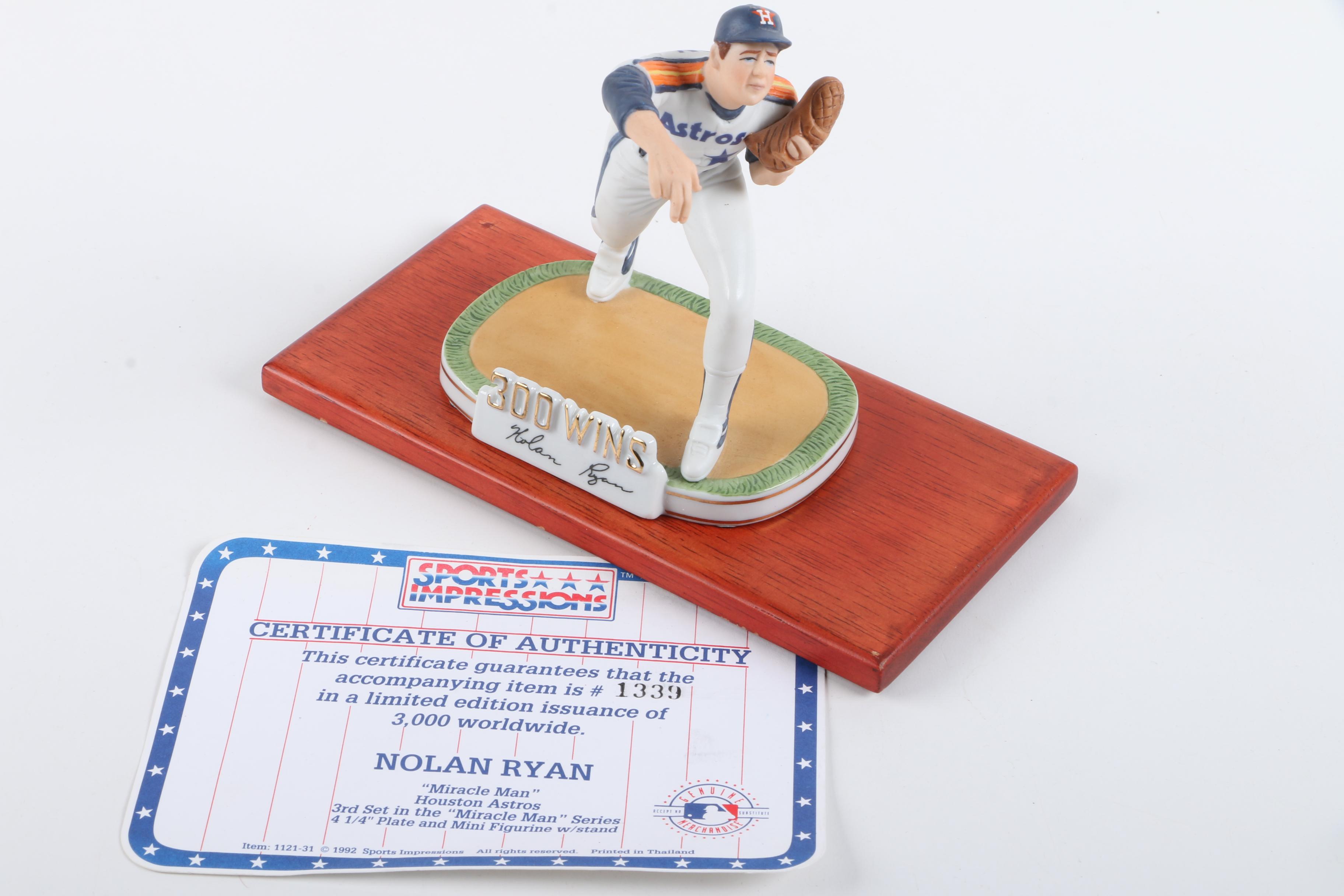 Limited Edition Nolan Ryan "300 Wins" Figurine COA