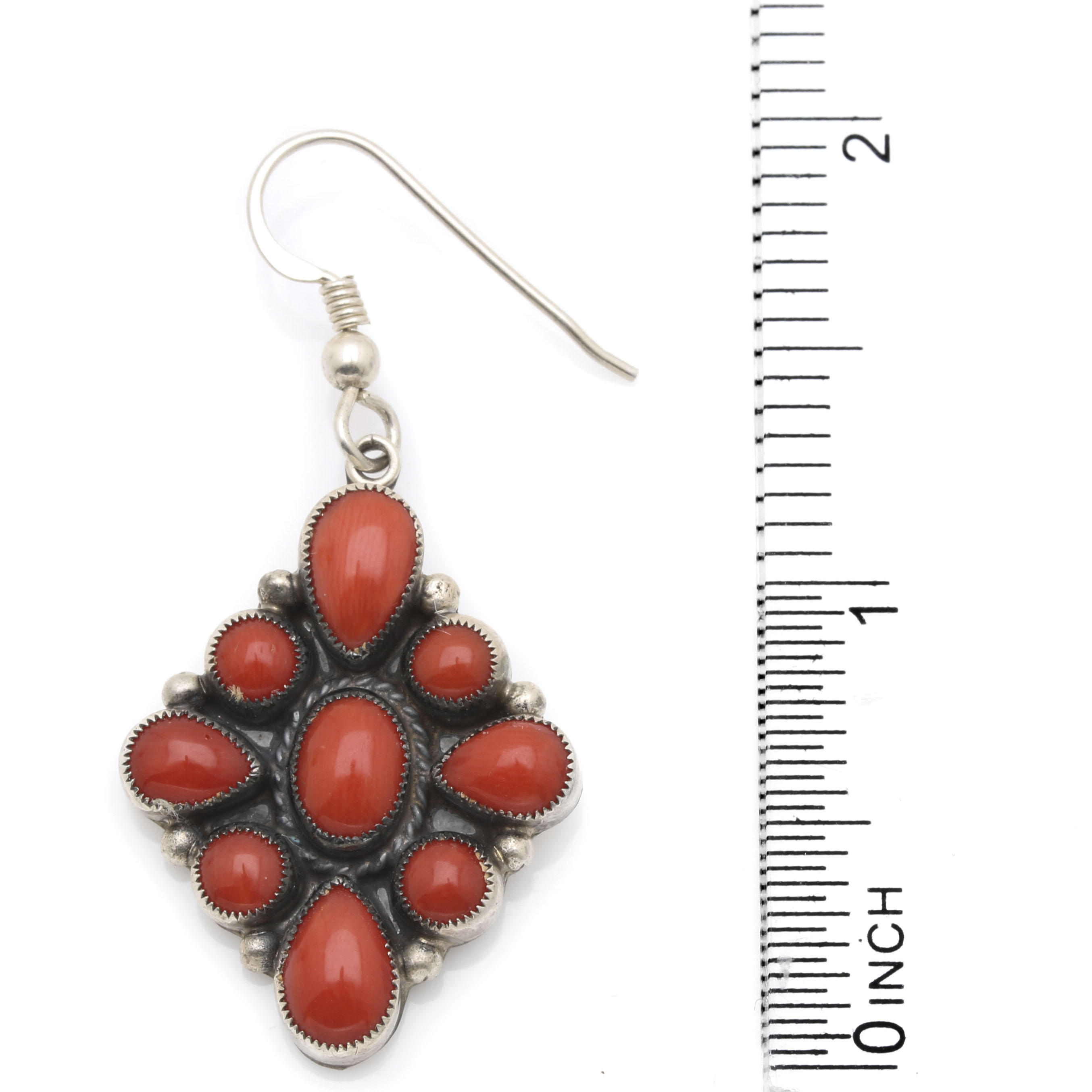 Don Lucas Sterling Silver Coral Dangle Earrings