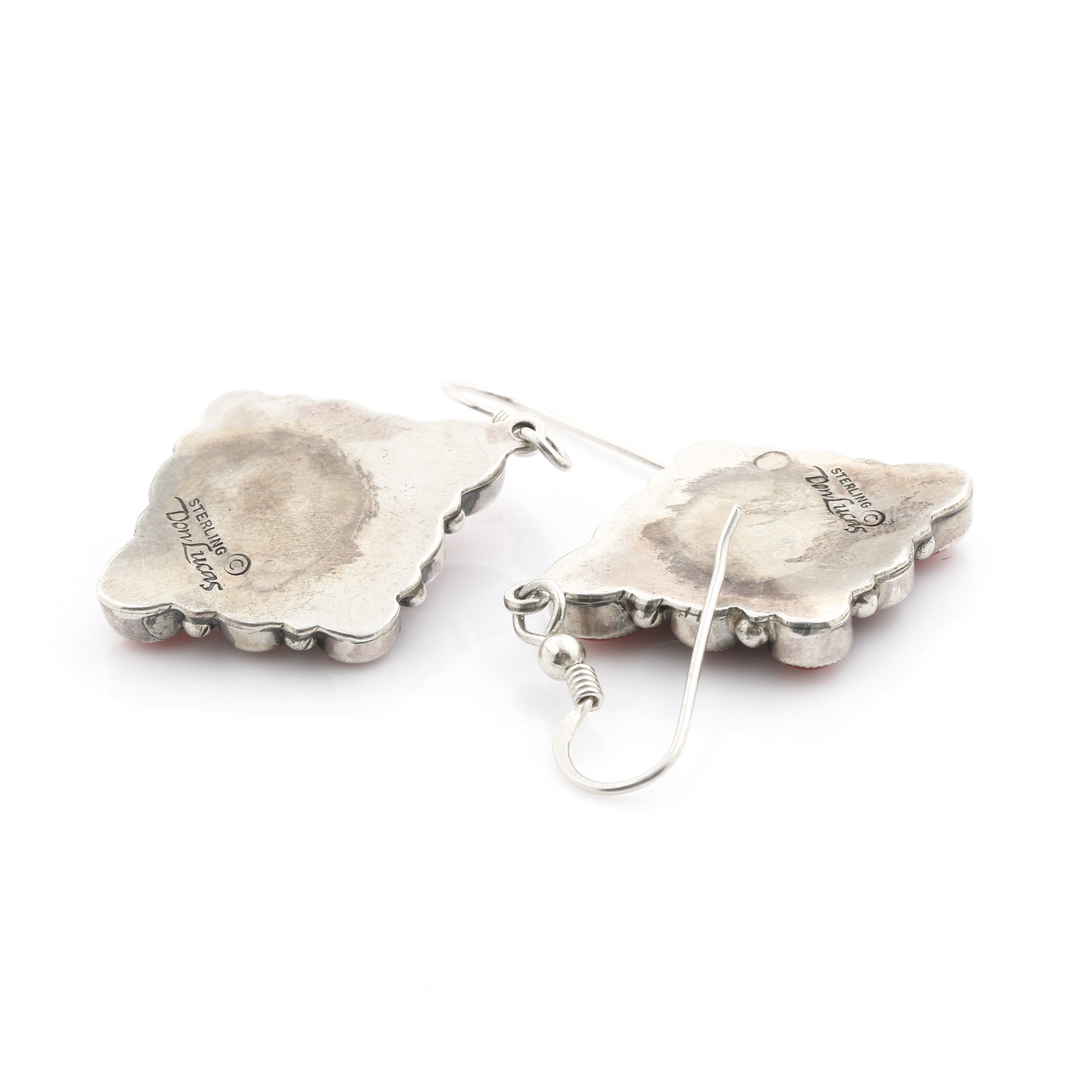 Don Lucas Sterling Silver Coral Dangle Earrings