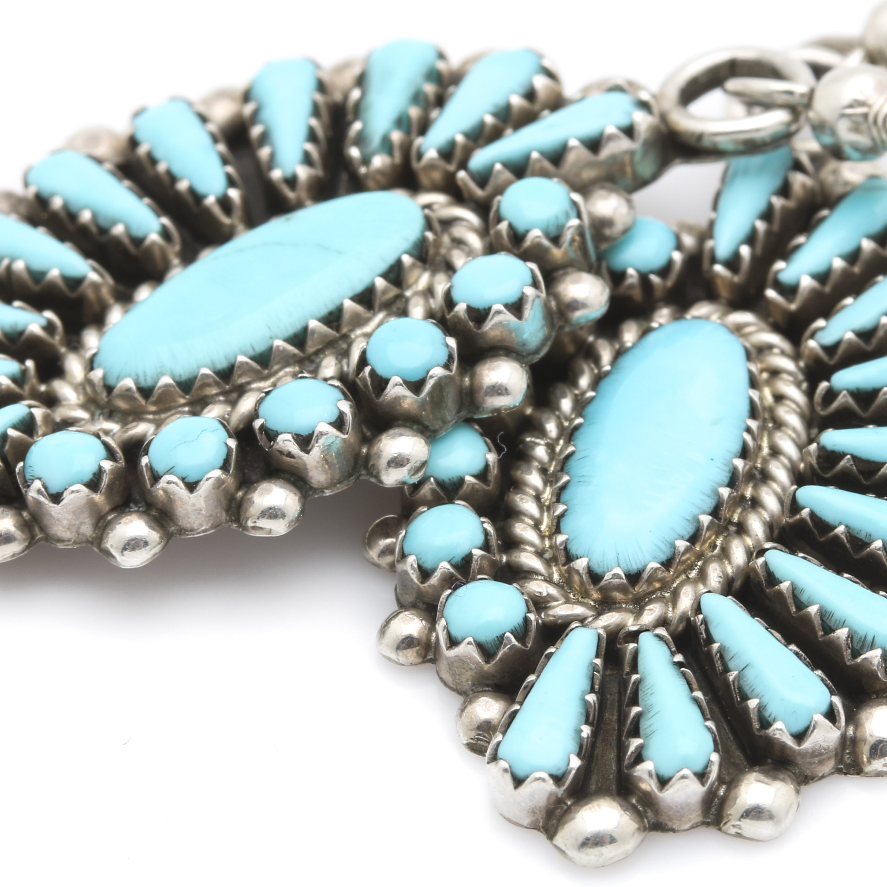 Andrew Ned Navajo Sterling Silver Turquoise Petit Point Earrings
