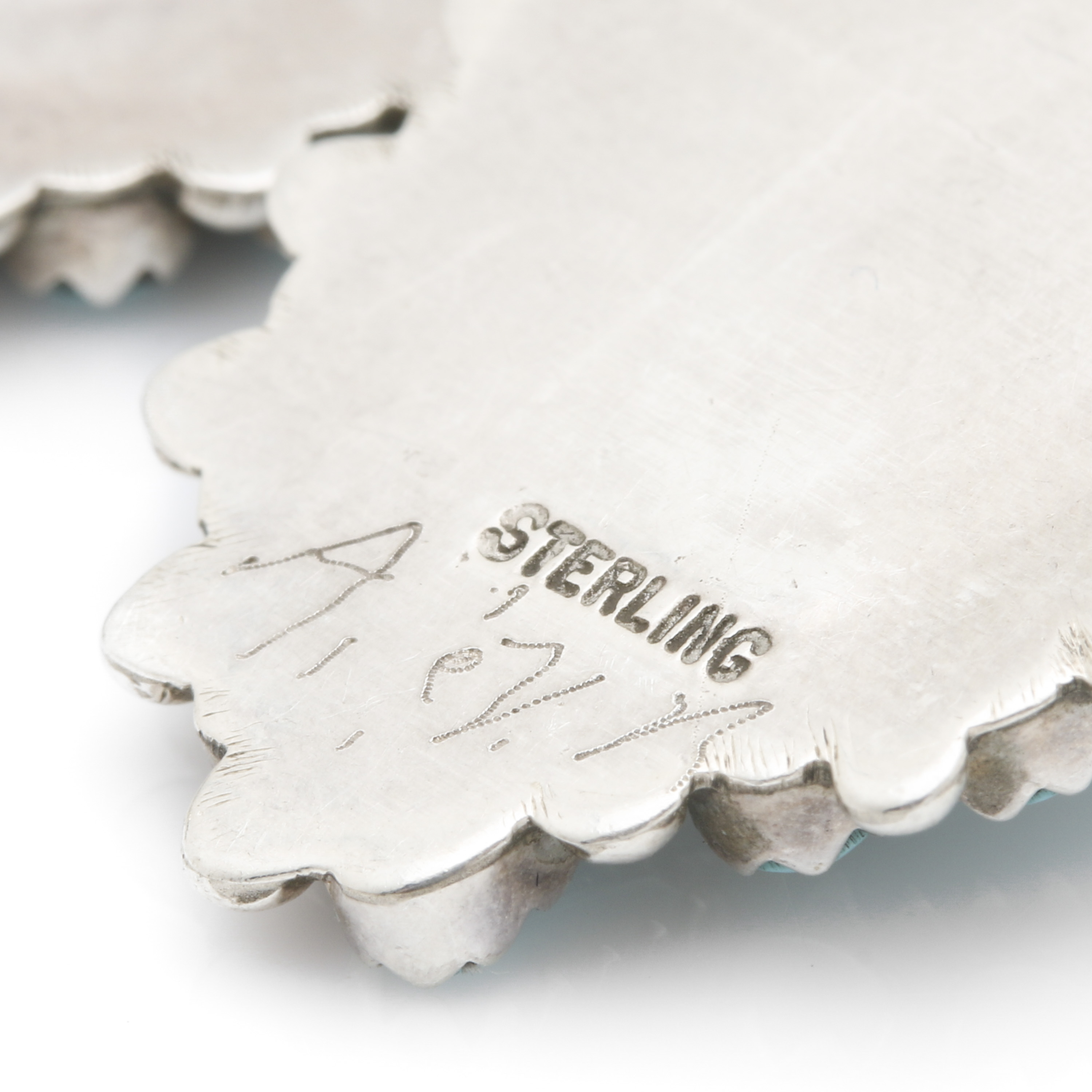 Andrew Ned Navajo Sterling Silver Turquoise Petit Point Earrings