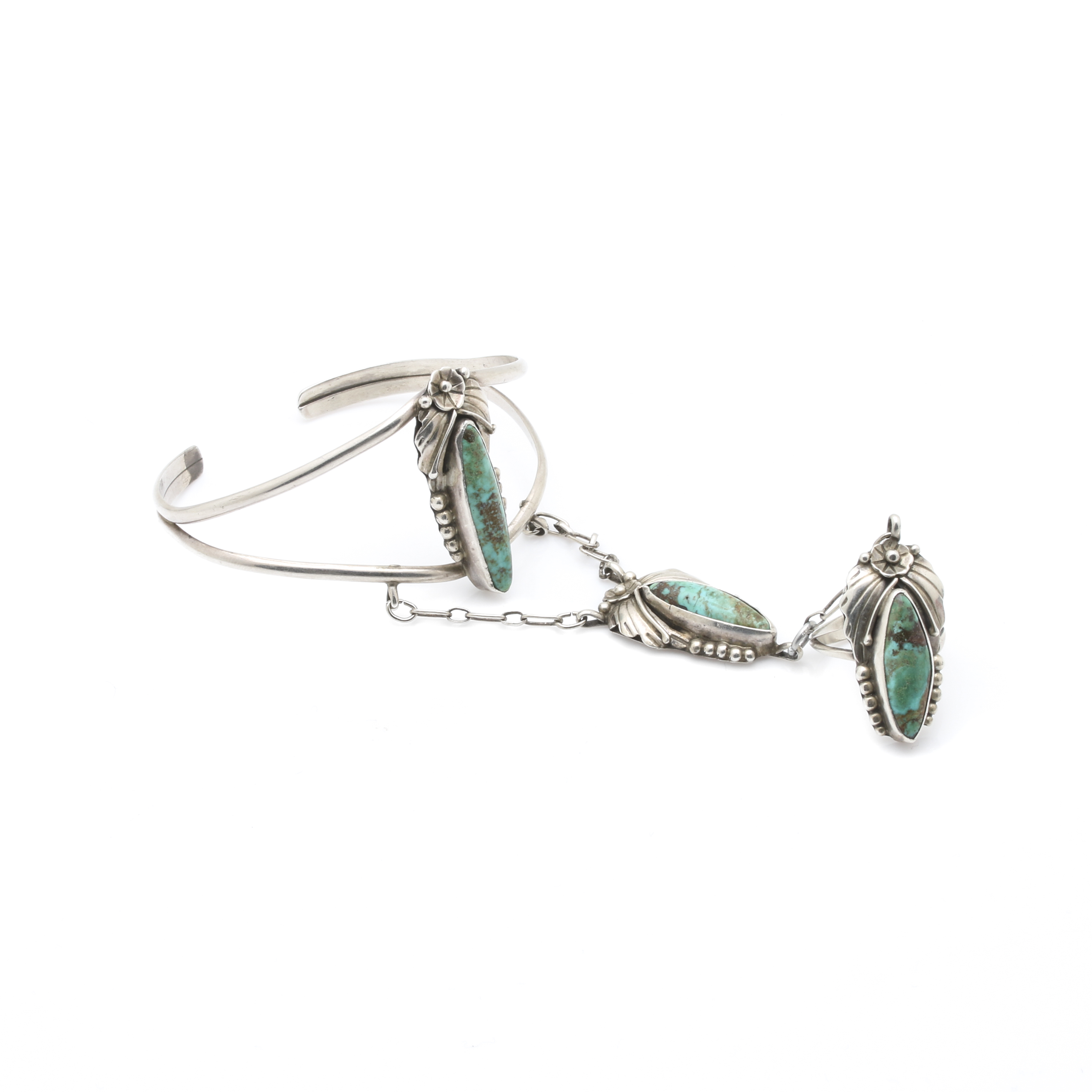 Sterling Silver Turquoise Cuff Slave Bracelet