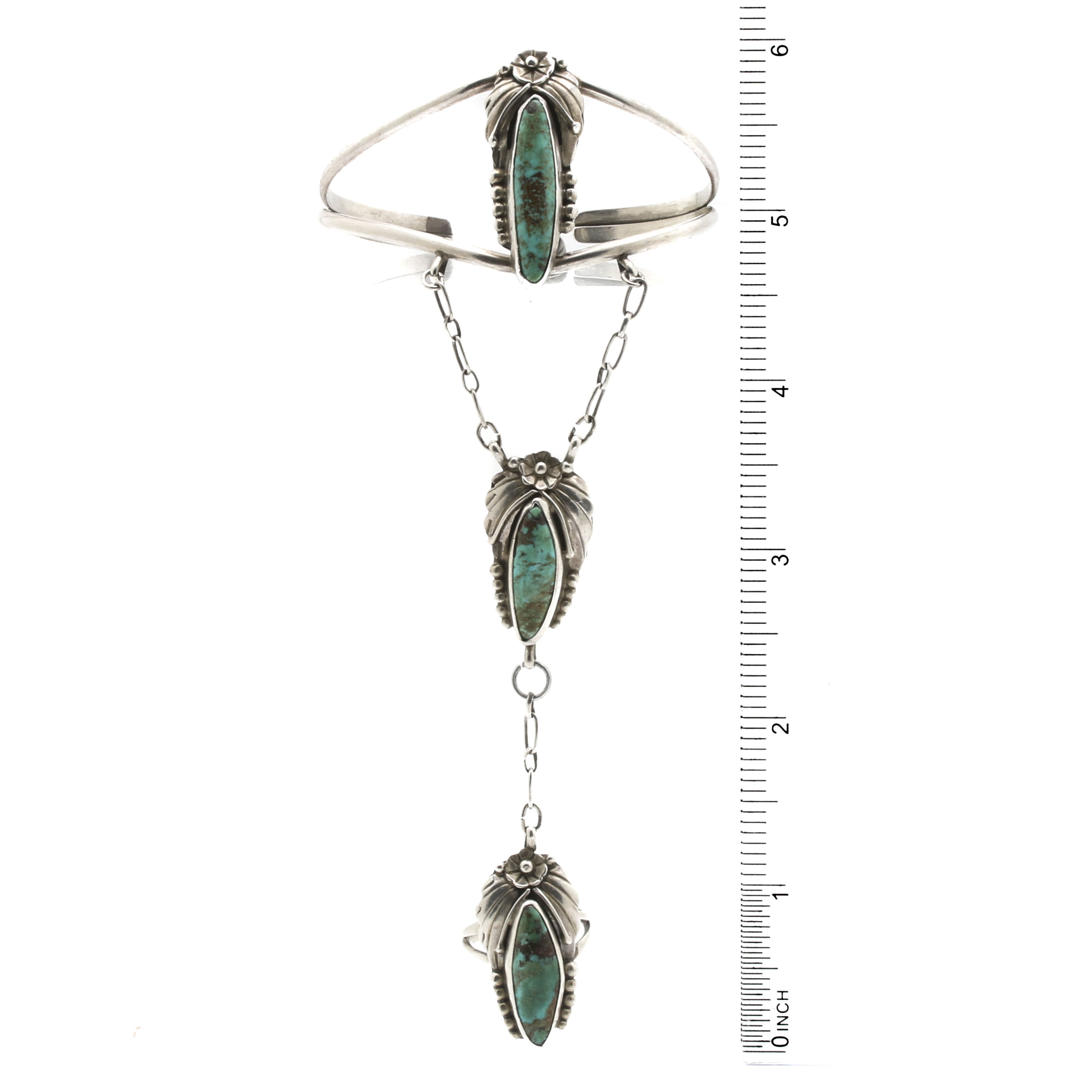 Sterling Silver Turquoise Cuff Slave Bracelet