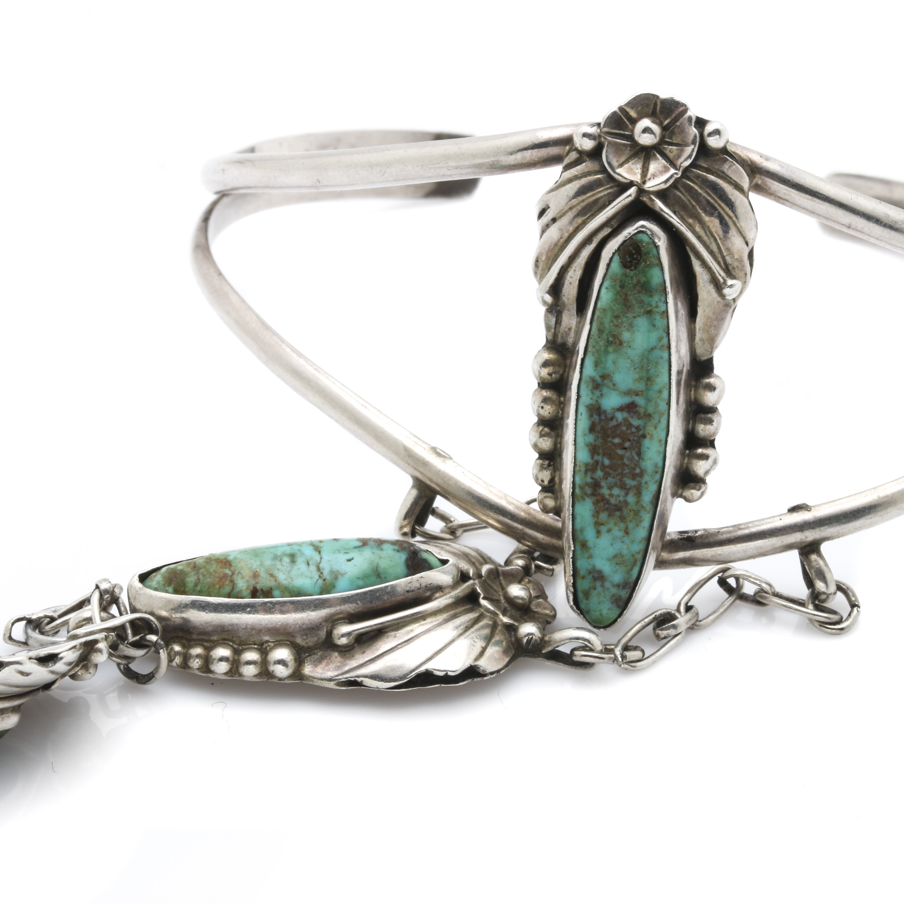 Sterling Silver Turquoise Cuff Slave Bracelet