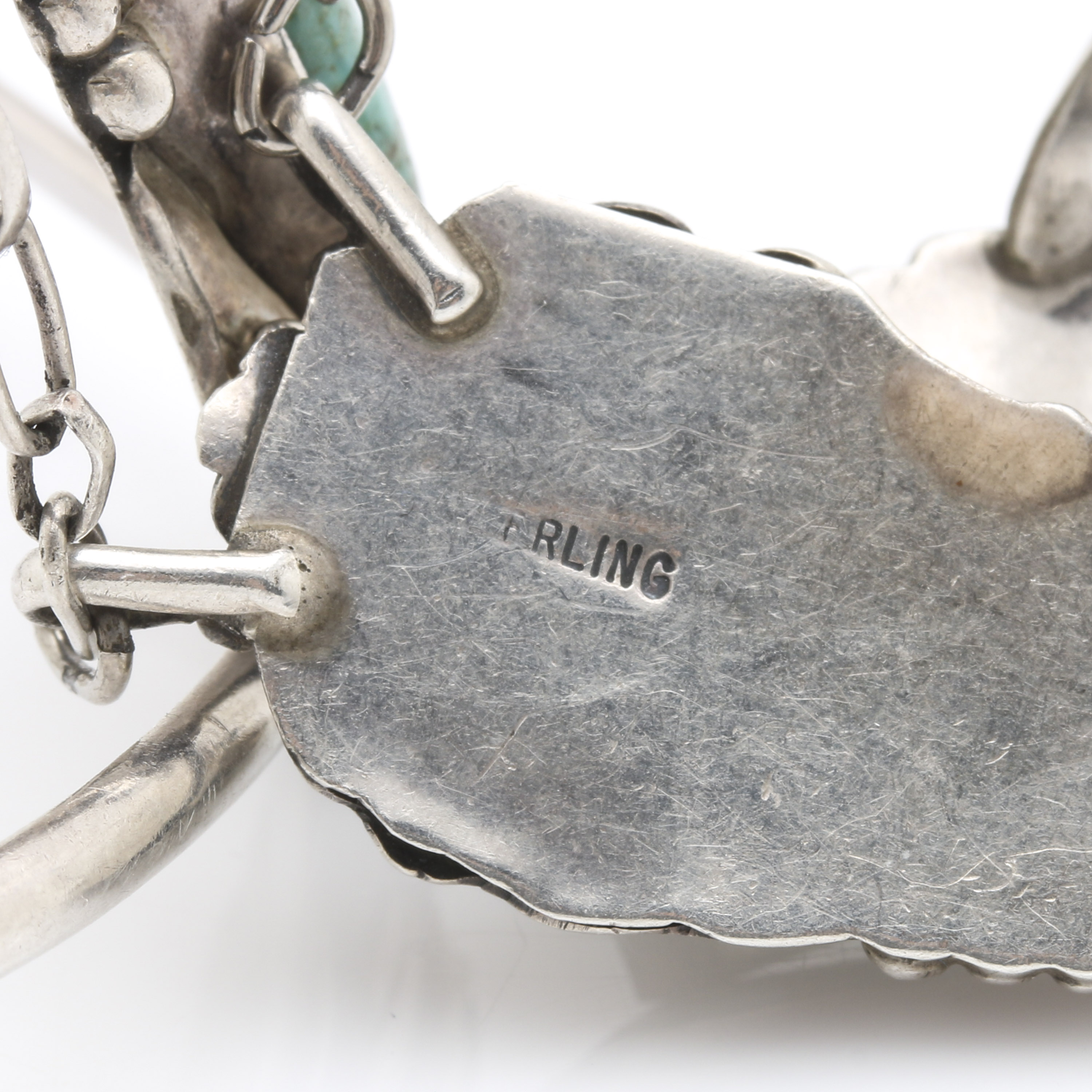 Sterling Silver Turquoise Cuff Slave Bracelet