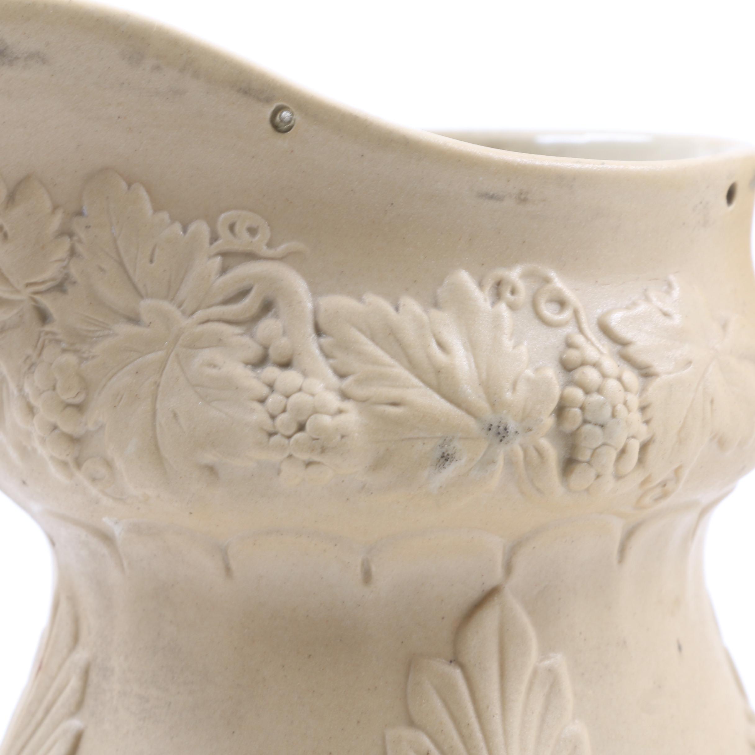 English 19th Century Ridgeway Drabware "Bacchus" Pitcher