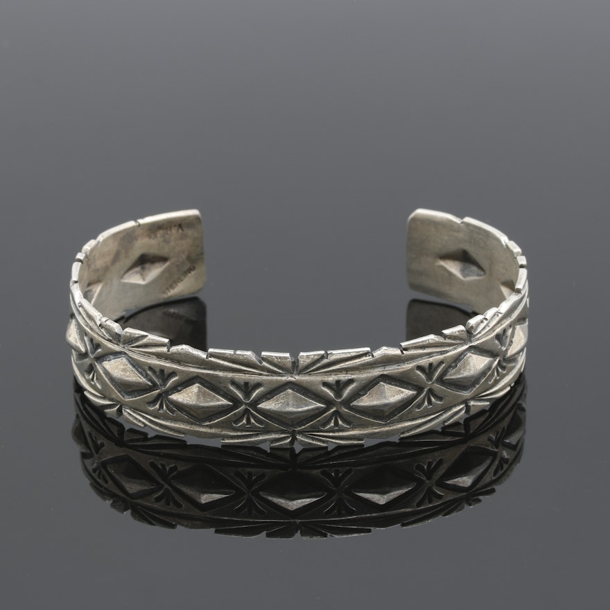 Victor Hicks Navajo Sterling Silver Cuff Bracelet