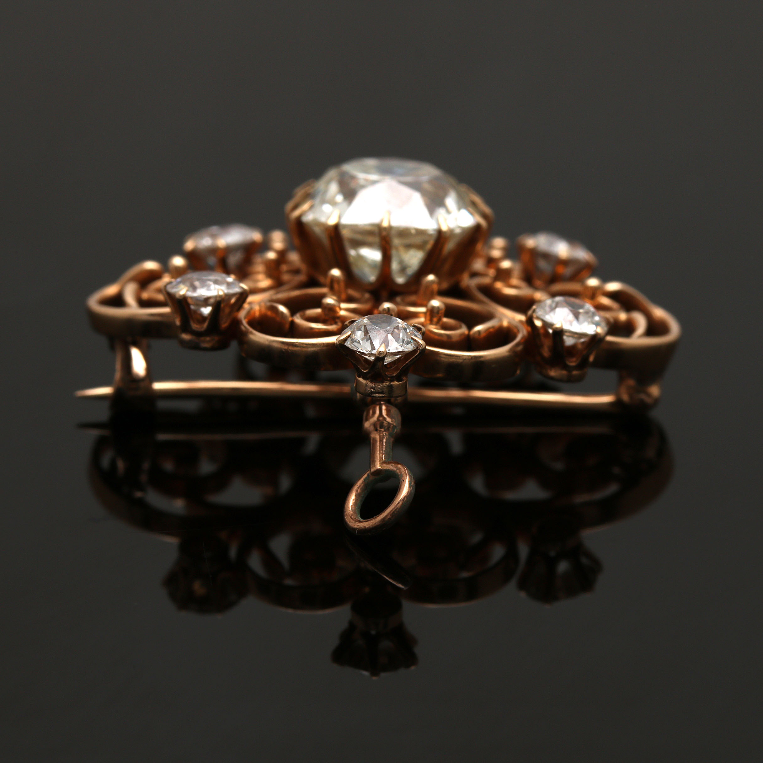 14K Yellow Gold 9.57 CTW Diamond Brooch Pendant Including GIA Report