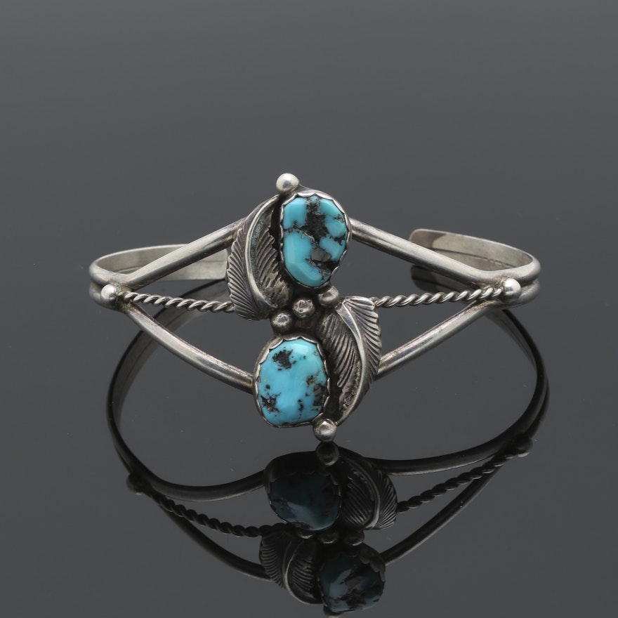 Southwest Style Sterling Silver Turquoise Cuff Bracelet