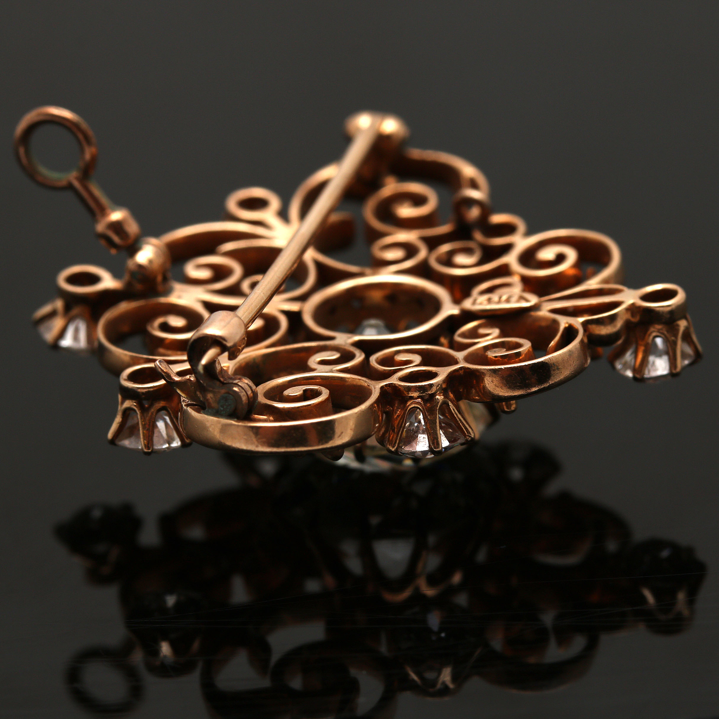 14K Yellow Gold 9.57 CTW Diamond Brooch Pendant Including GIA Report