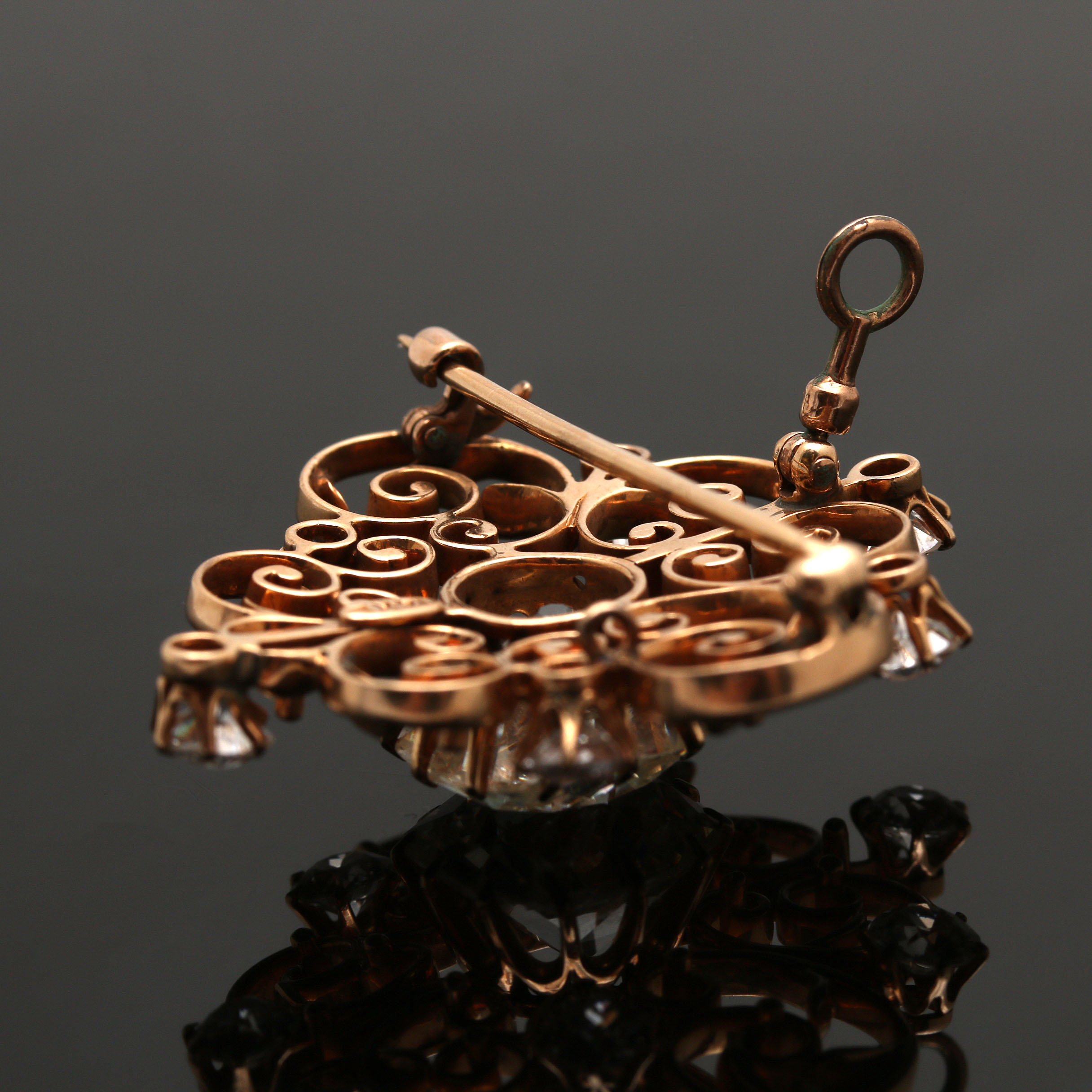 14K Yellow Gold 9.57 CTW Diamond Brooch Pendant Including GIA Report