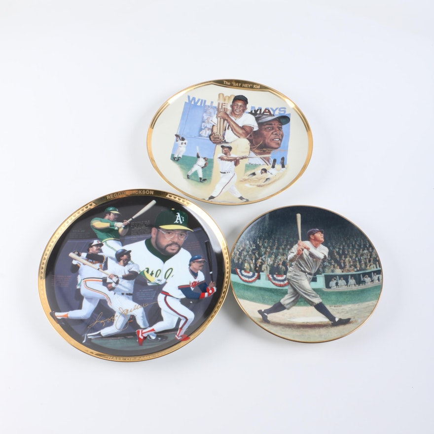Babe Ruth, Willie Mays and Reggie Jackson Limited Edition Decorative Plates