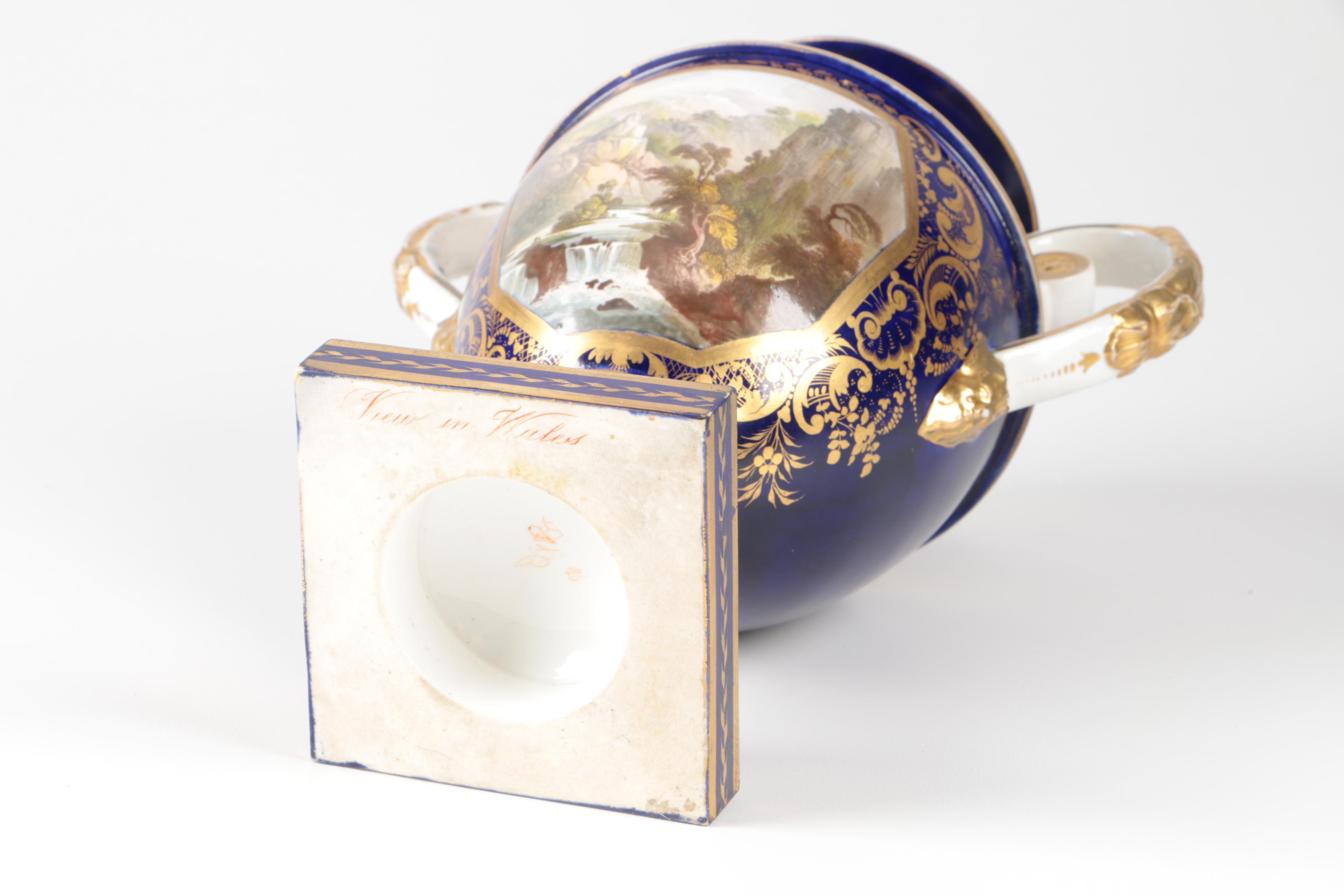 Antique 1806-1825 English Derby Porcelain Vase with "View From Wales"