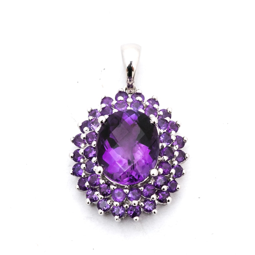 Effy 14K White Gold 4.15 CT Amethyst Pendant