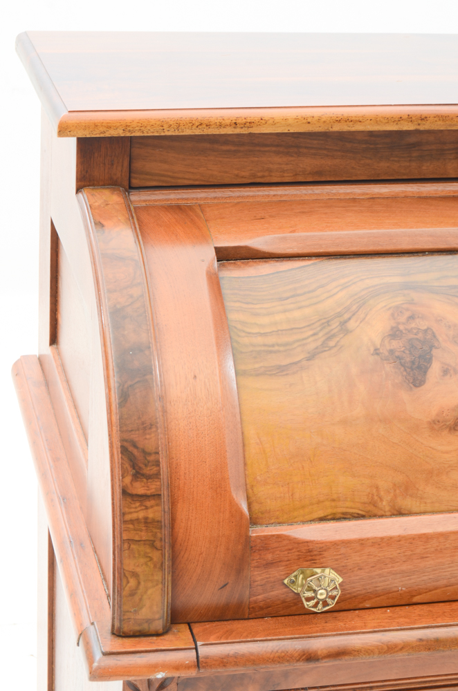 Antique Victorian Eastlake Style Burled Walnut Roll-Top Secretary Desk