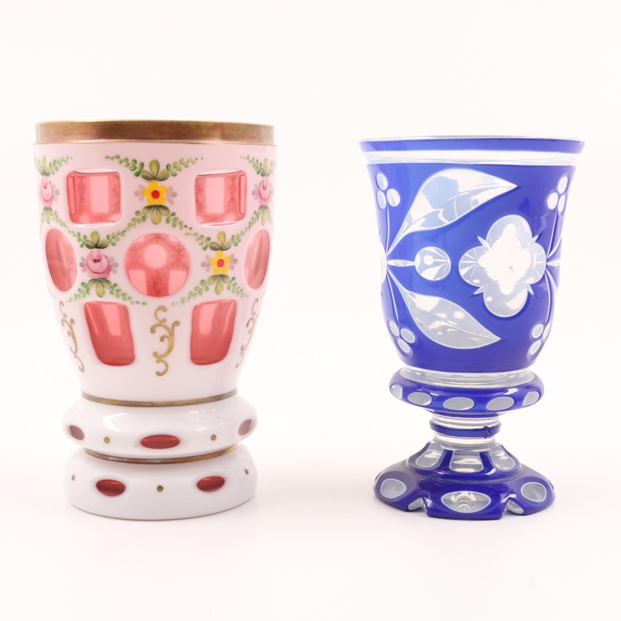 Bohemian Cased Glass Vases