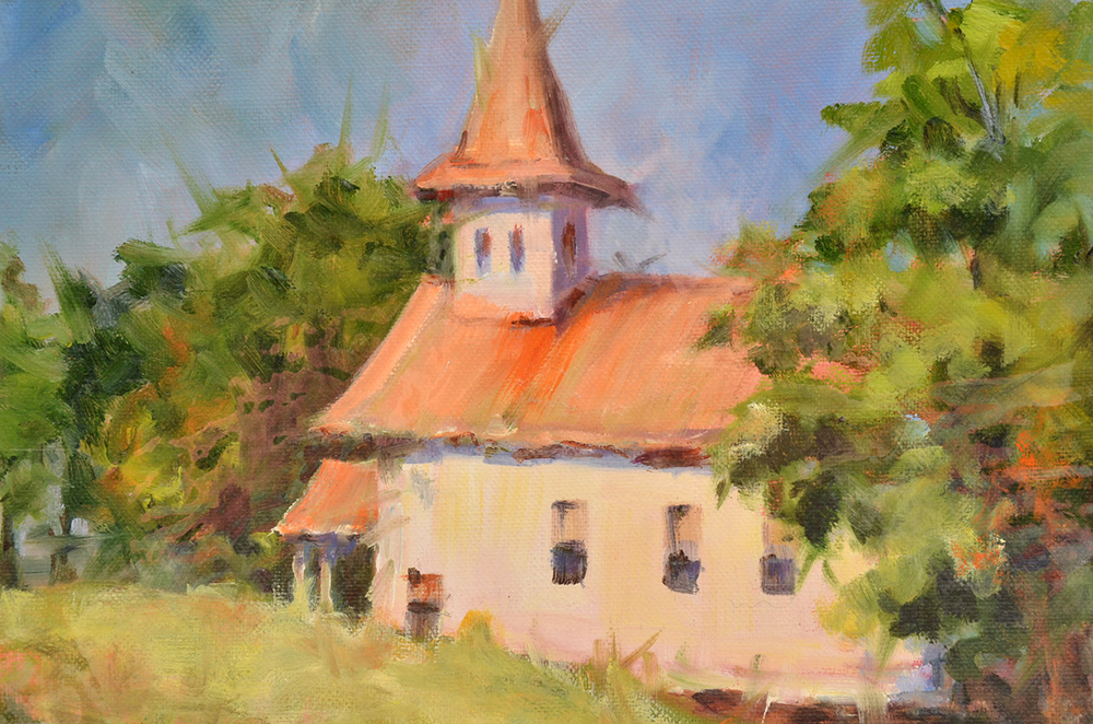 Barbara Chenault Original Oil Painting on Linen "Chapel on the Hill"