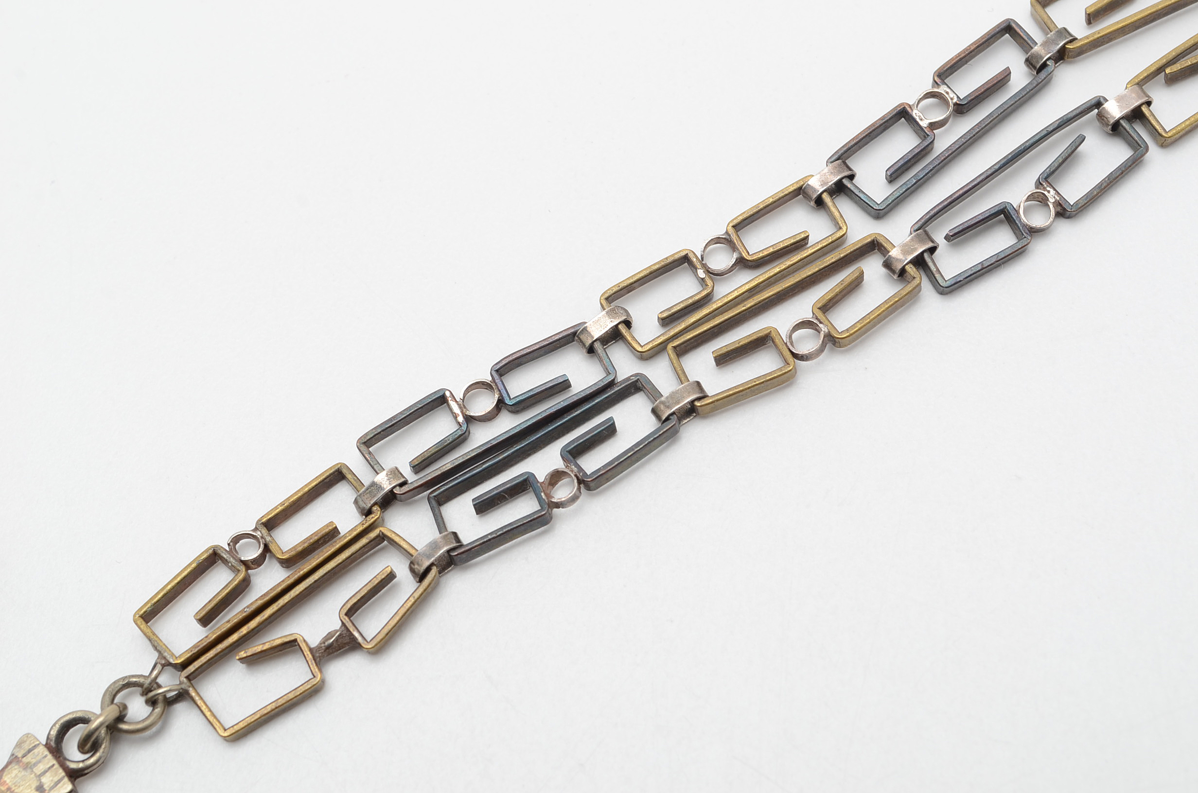 Taxco, Mexico Sterling Silver, Brass, Copper Aztec Warrior Pendant Necklace