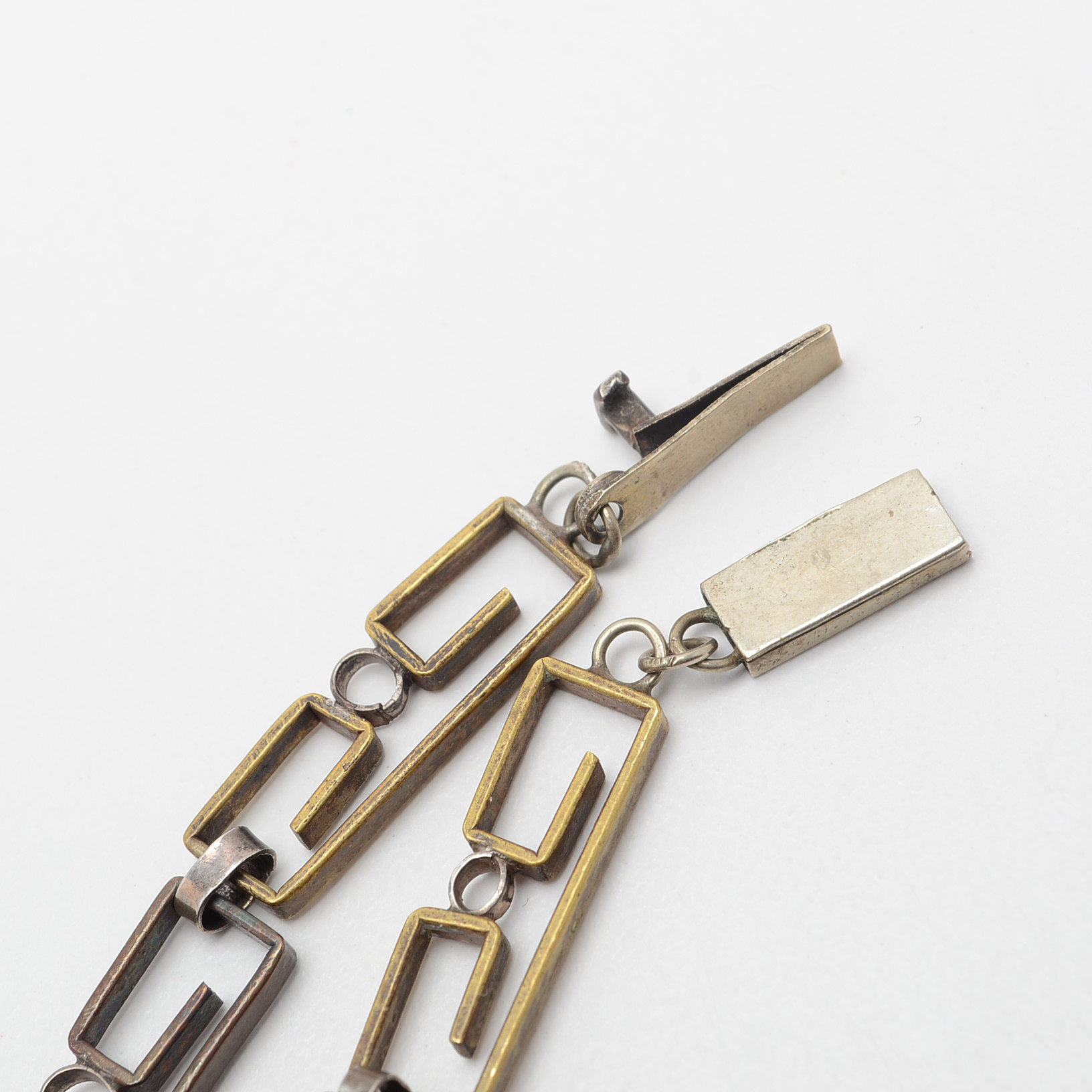 Taxco, Mexico Sterling Silver, Brass, Copper Aztec Warrior Pendant Necklace