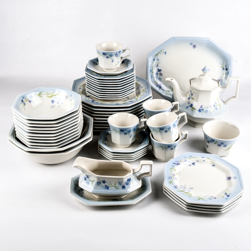 PRIORITY-"Blue Flowers" English China Tableware, Circa 1940s