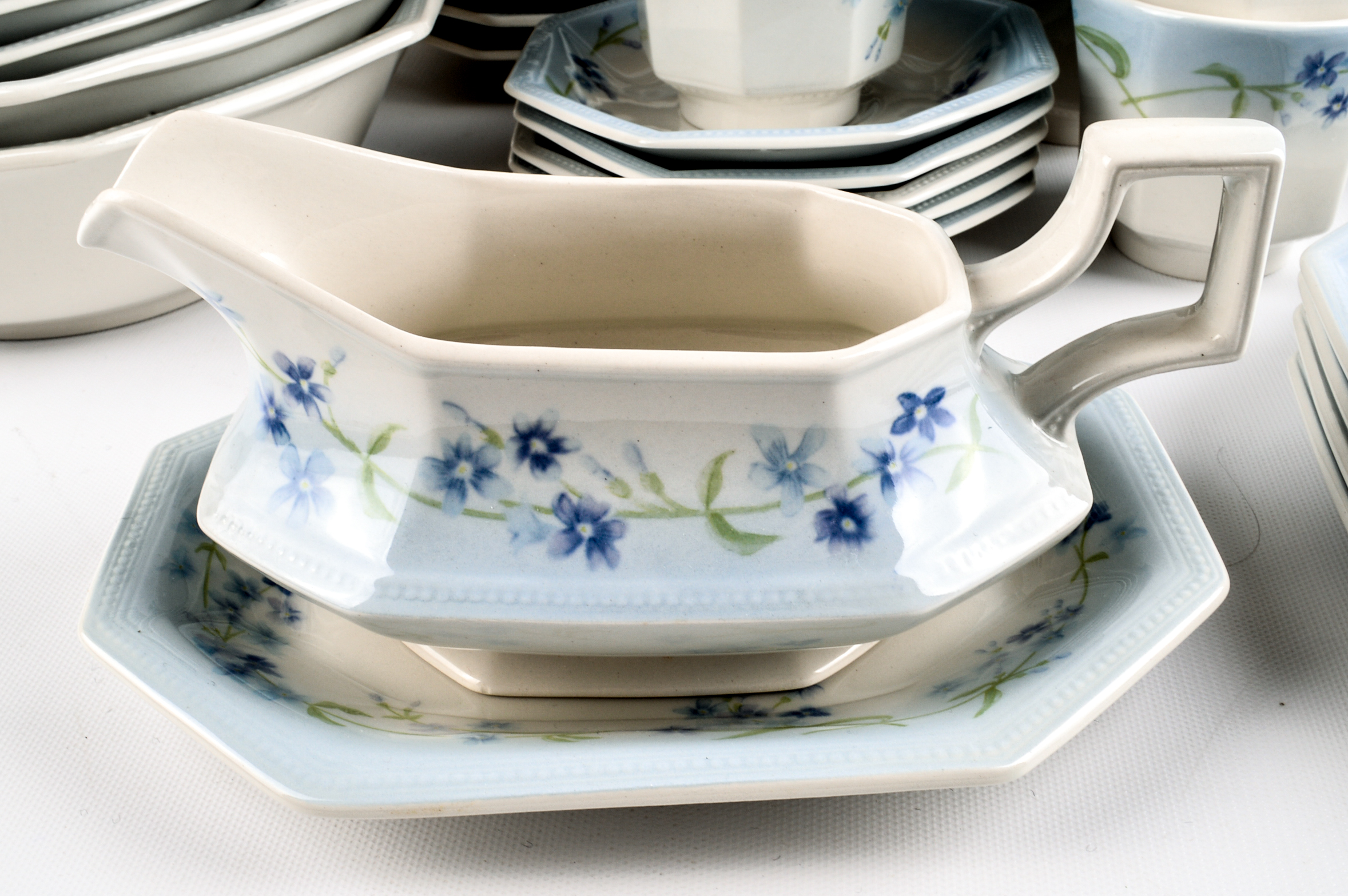 PRIORITY-"Blue Flowers" English China Tableware, Circa 1940s