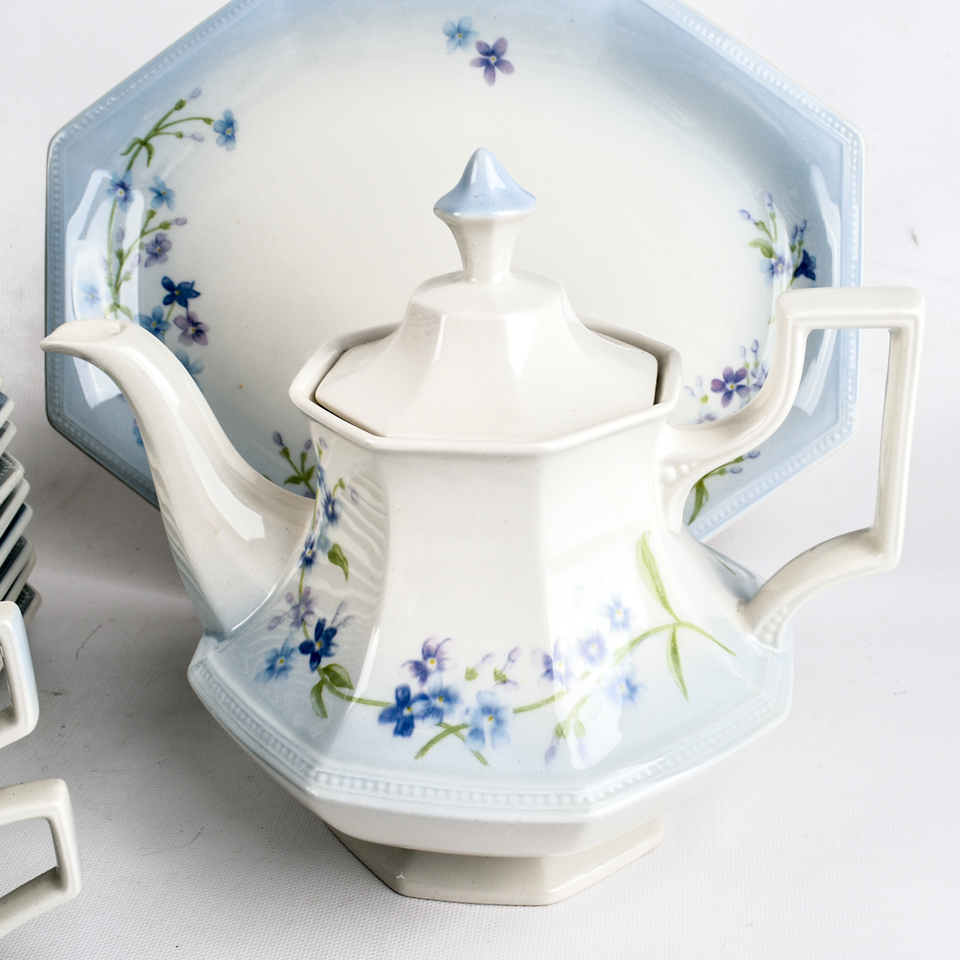 PRIORITY-"Blue Flowers" English China Tableware, Circa 1940s