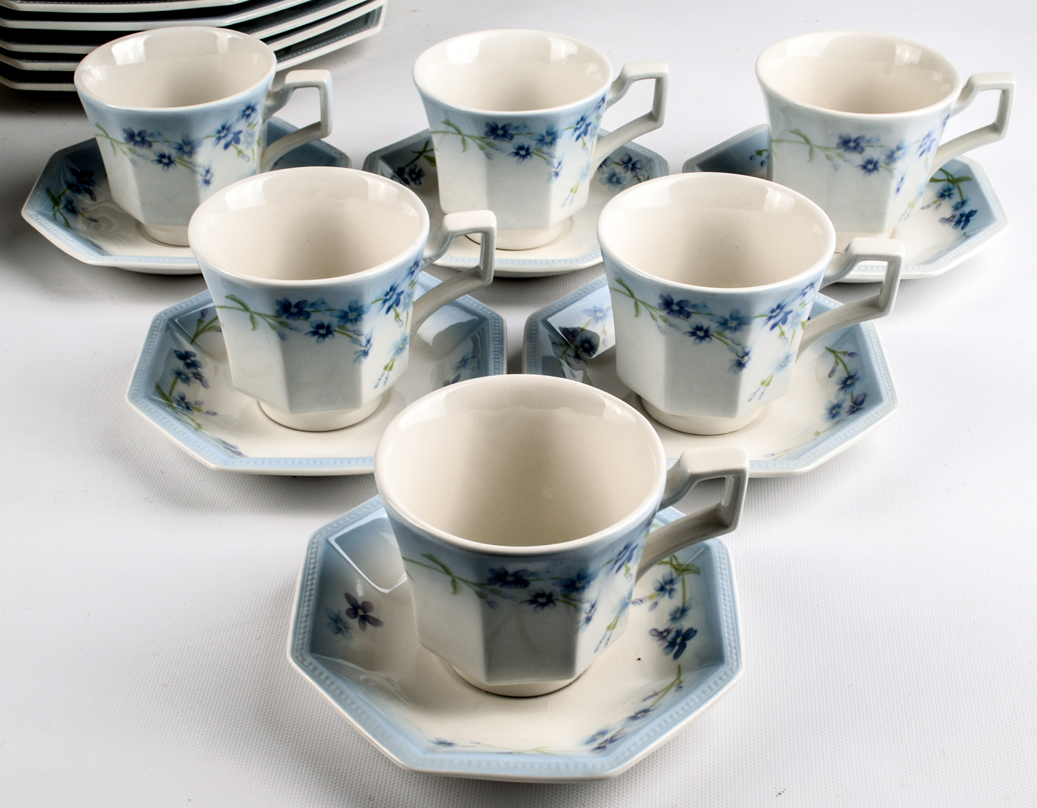 PRIORITY-"Blue Flowers" English China Tableware, Circa 1940s