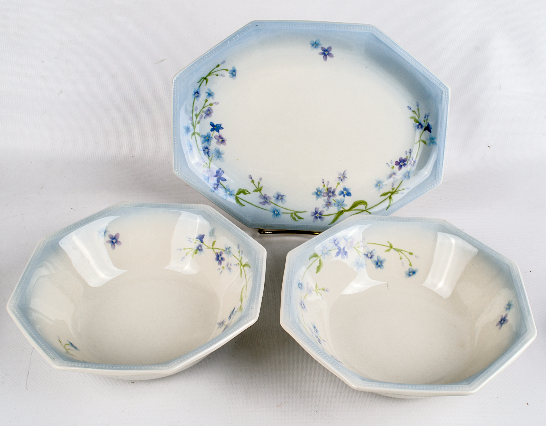 PRIORITY-"Blue Flowers" English China Tableware, Circa 1940s