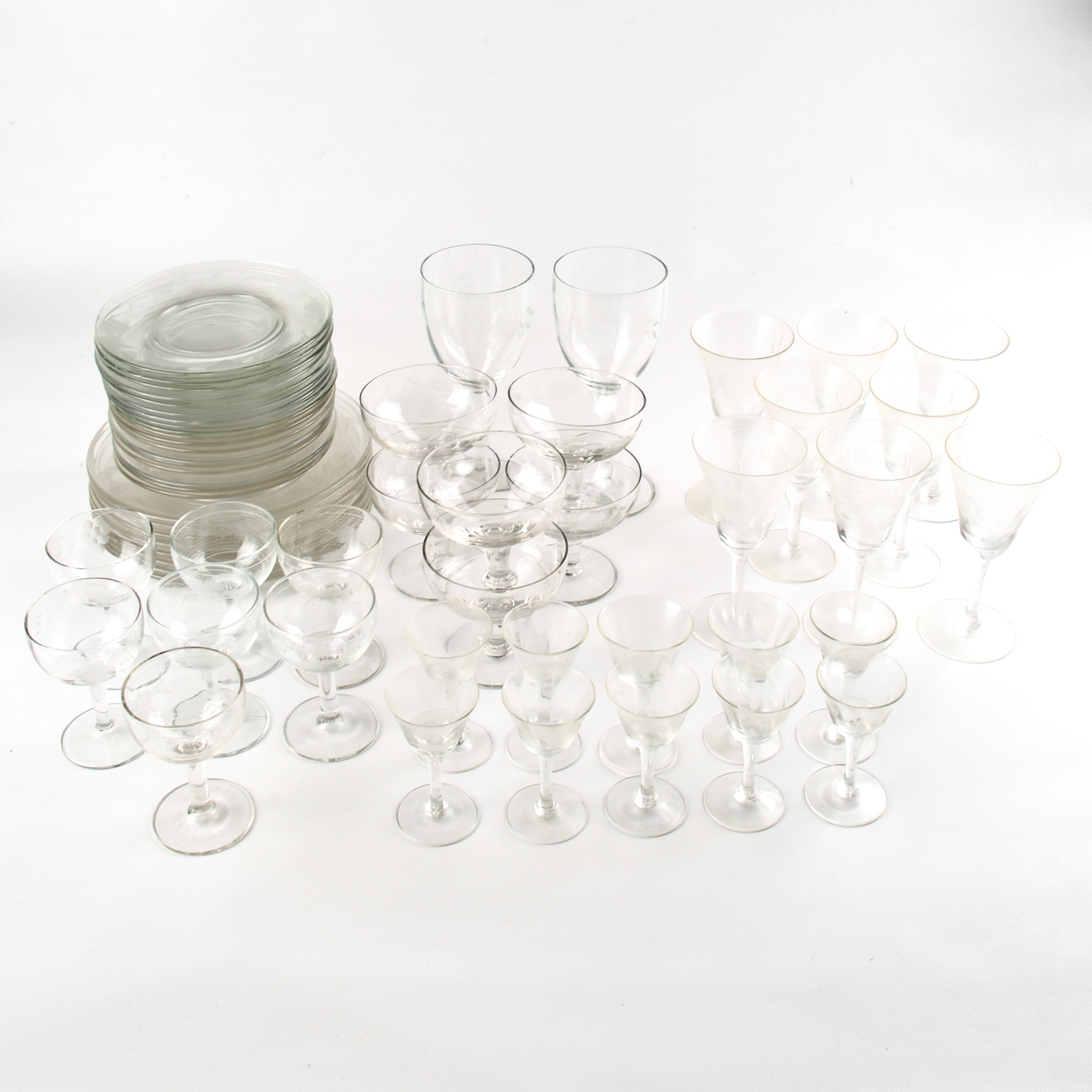 Vintage Glass Barware and Tableware Collection