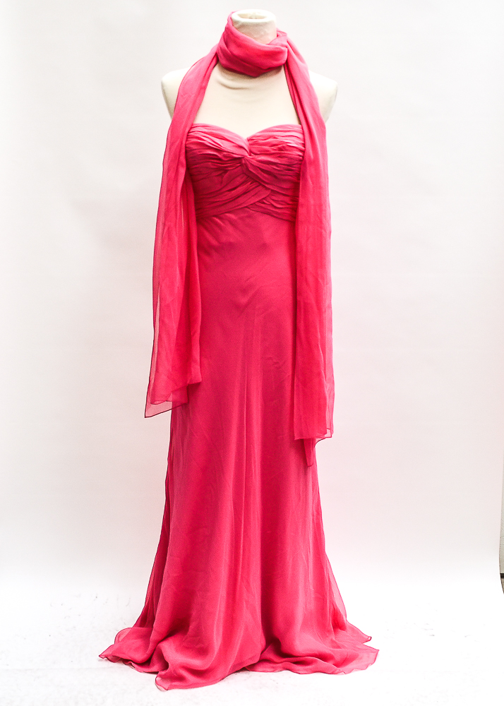 Carmen Marc Valvo Signature Pink Evening Gown