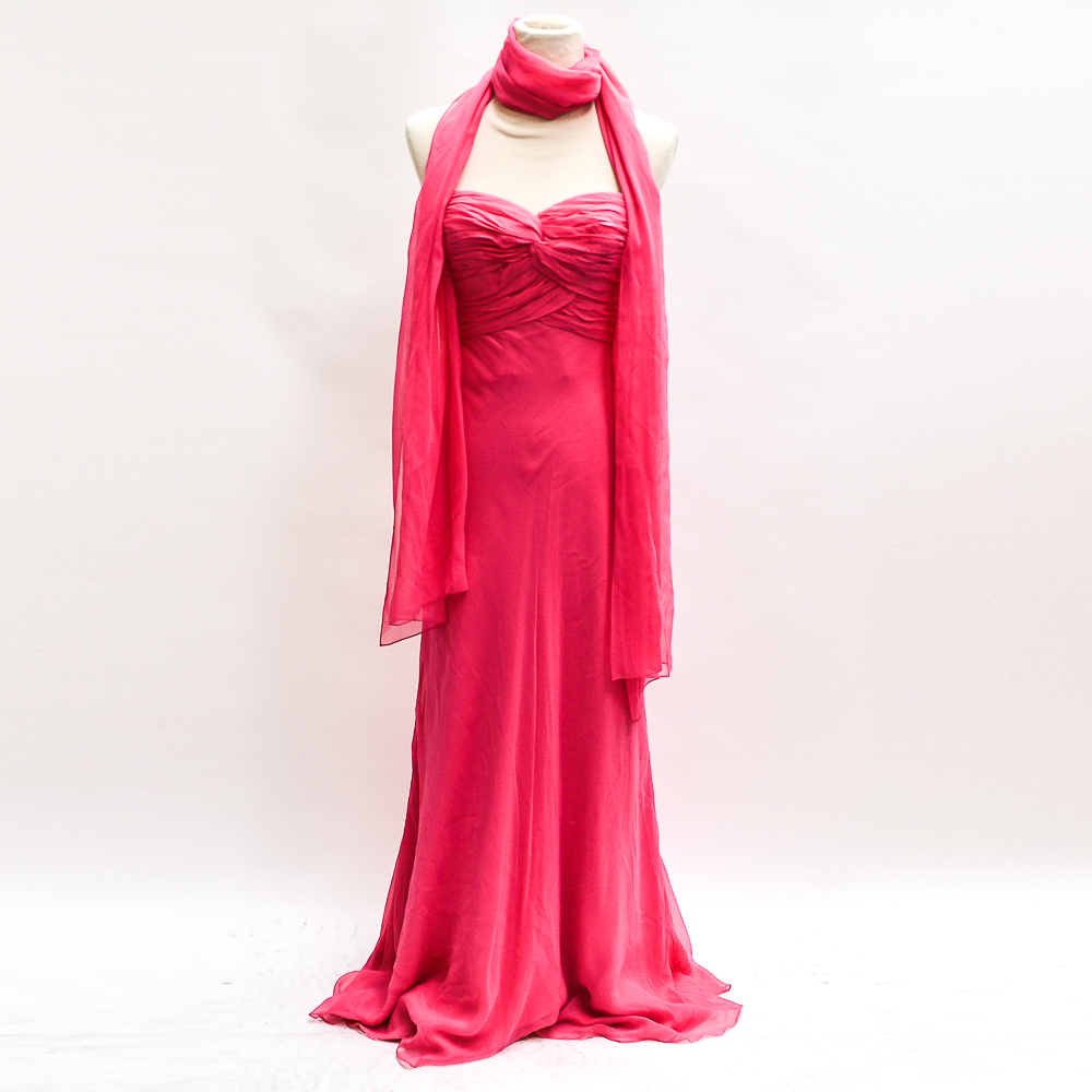 Carmen Marc Valvo Signature Pink Evening Gown