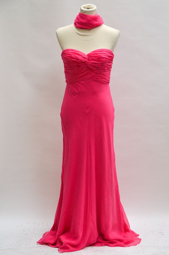 Carmen Marc Valvo Signature Pink Evening Gown