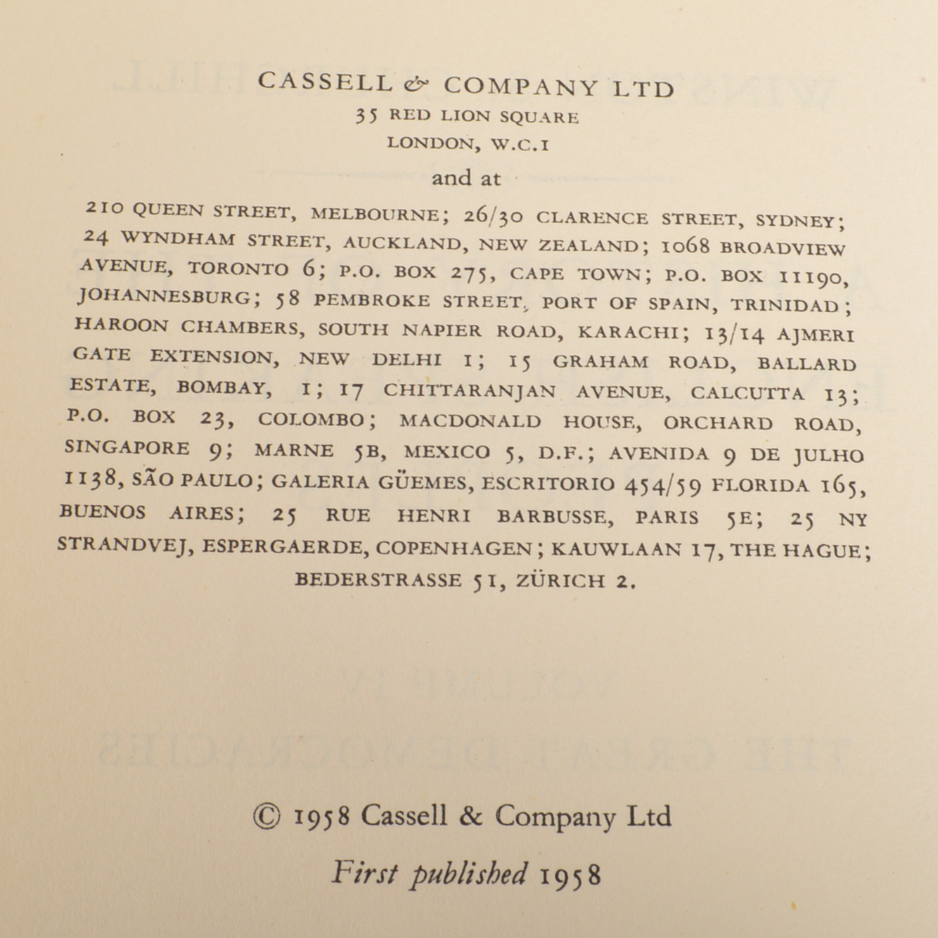 Four Volume Set of Churchill's "A History of the English-Speaking Peoples"