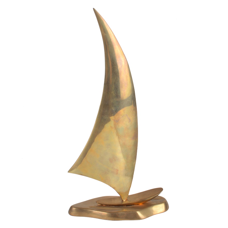 Vintage Decorative Brass Sailboat
