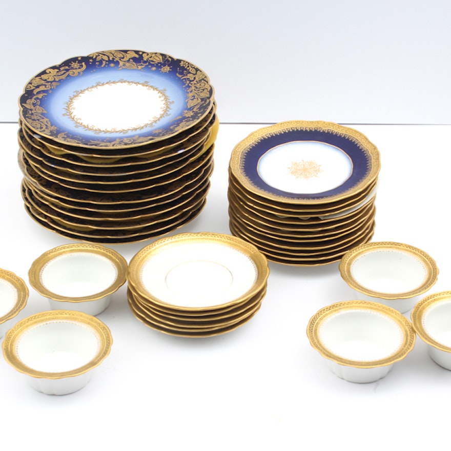 Gold and Blue China Featuring Limoges