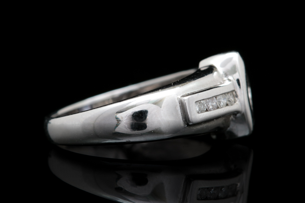 14K White Gold, Tanzanite and Diamond Ring