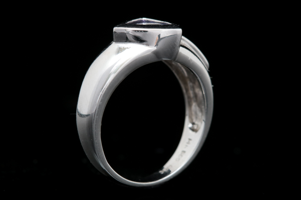 14K White Gold, Tanzanite and Diamond Ring