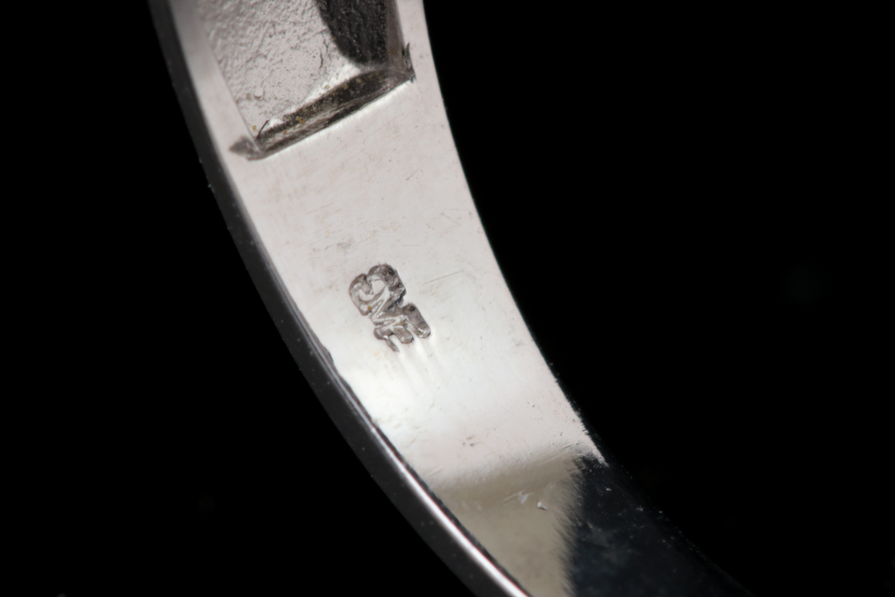 14K White Gold, Black Chalcedony and Diamond Ring