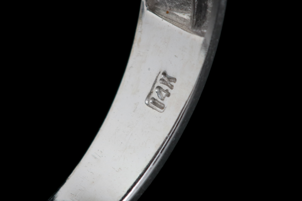 14K White Gold, Black Chalcedony and Diamond Ring