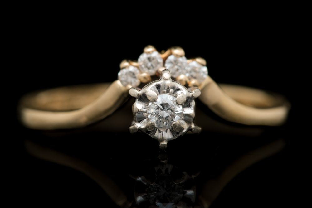 14K Yellow Gold and Diamond Bridal Set