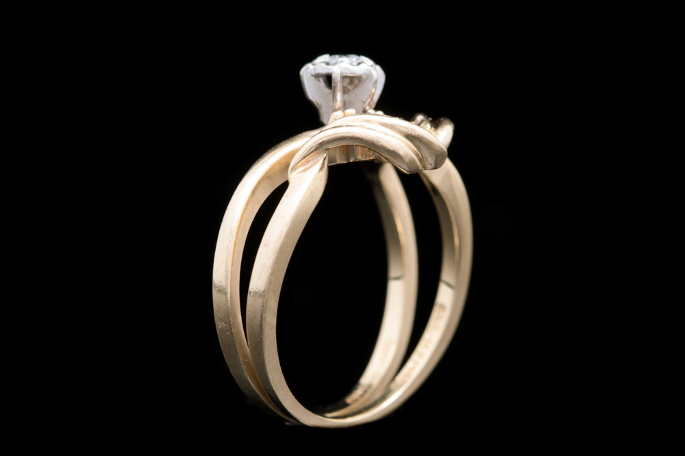 14K Yellow Gold and Diamond Bridal Set