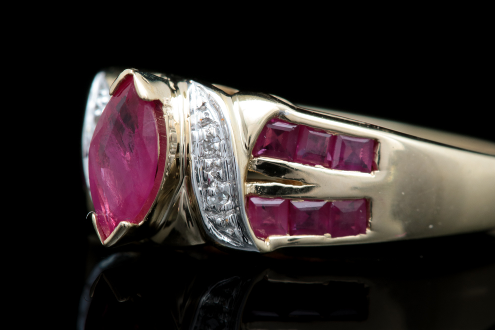10K Yellow Gold, 1.00 CTW Ruby and Diamond Cocktail Ring