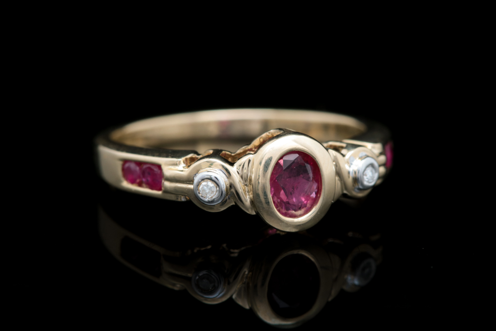10K Yellow Gold, Ruby and Diamond Ring