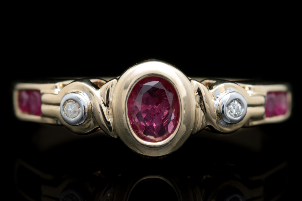10K Yellow Gold, Ruby and Diamond Ring