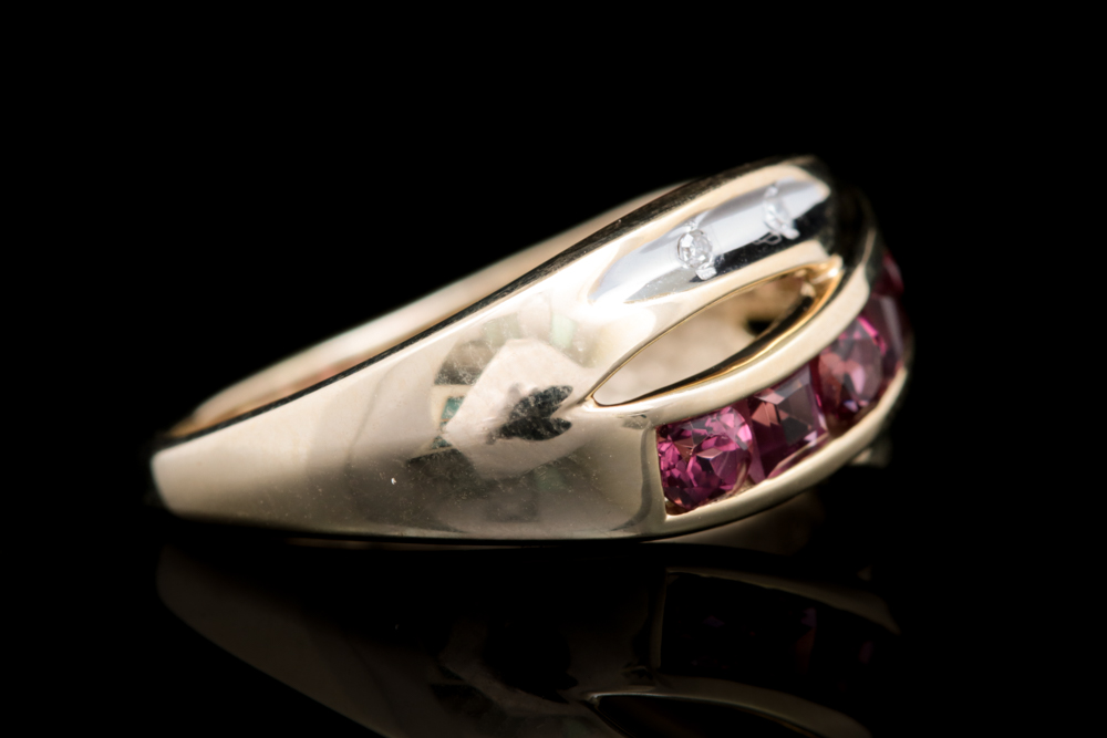 10K Yellow Gold, Garnet and Diamond Ring