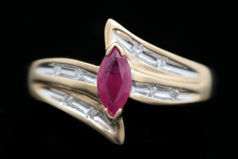 10K Yellow Gold, Ruby and Diamond Ring