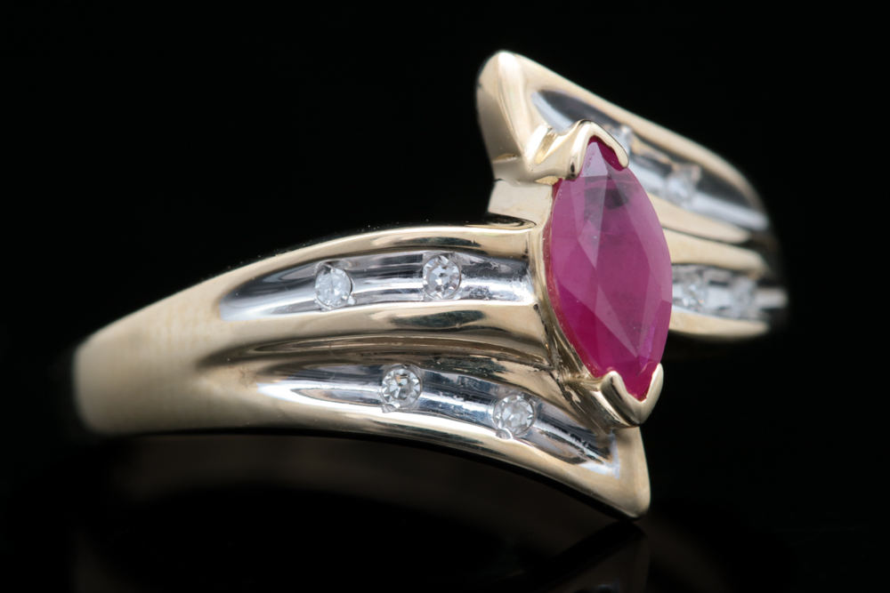 10K Yellow Gold, Ruby and Diamond Ring