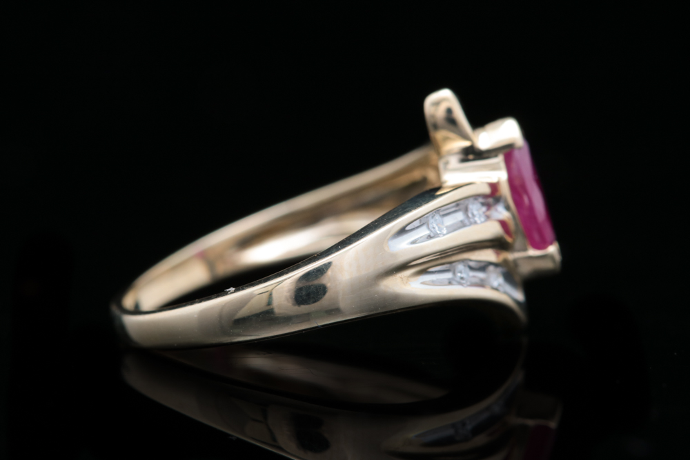 10K Yellow Gold, Ruby and Diamond Ring